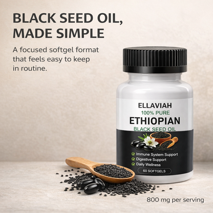 Ethiopian Black Seed Oil Softgels, 800 mg Per Serving, 60 Count