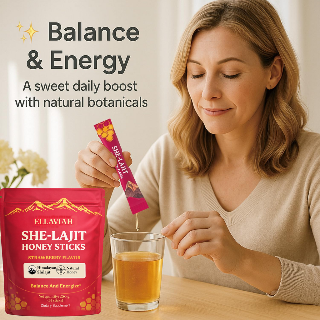 She-Lajit Strawberry Honey Sticks with Shilajit, Shatavari & Saffron, 32 Sticks