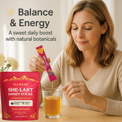 She-Lajit Strawberry Honey Sticks with Shilajit, Shatavari & Saffron, 32 Sticks