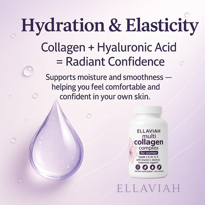Multi Collagen Complex for Women | Types I, II, III, V & X | with Vitamin C, Biotin & Hyaluronic Acid | 240 Capsules