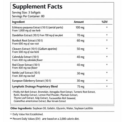 Lymphatic Drainage Softgels, 240 Softgels, 80 Servings