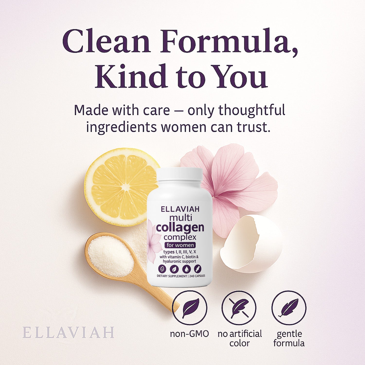 Multi Collagen Complex for Women | Types I, II, III, V & X | with Vitamin C, Biotin & Hyaluronic Acid | 240 Capsules