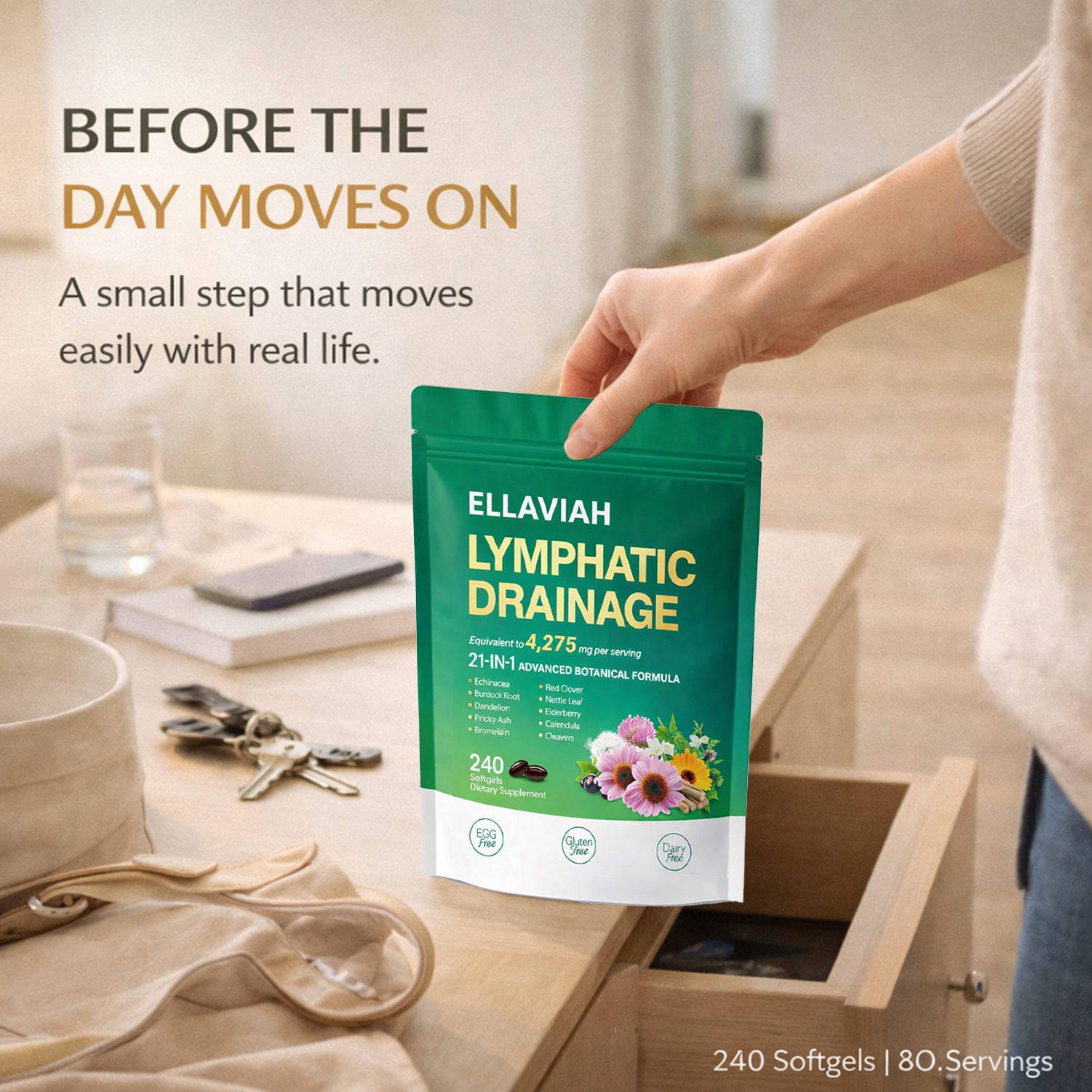 Lymphatic Drainage Softgels, 240 Softgels, 80 Servings