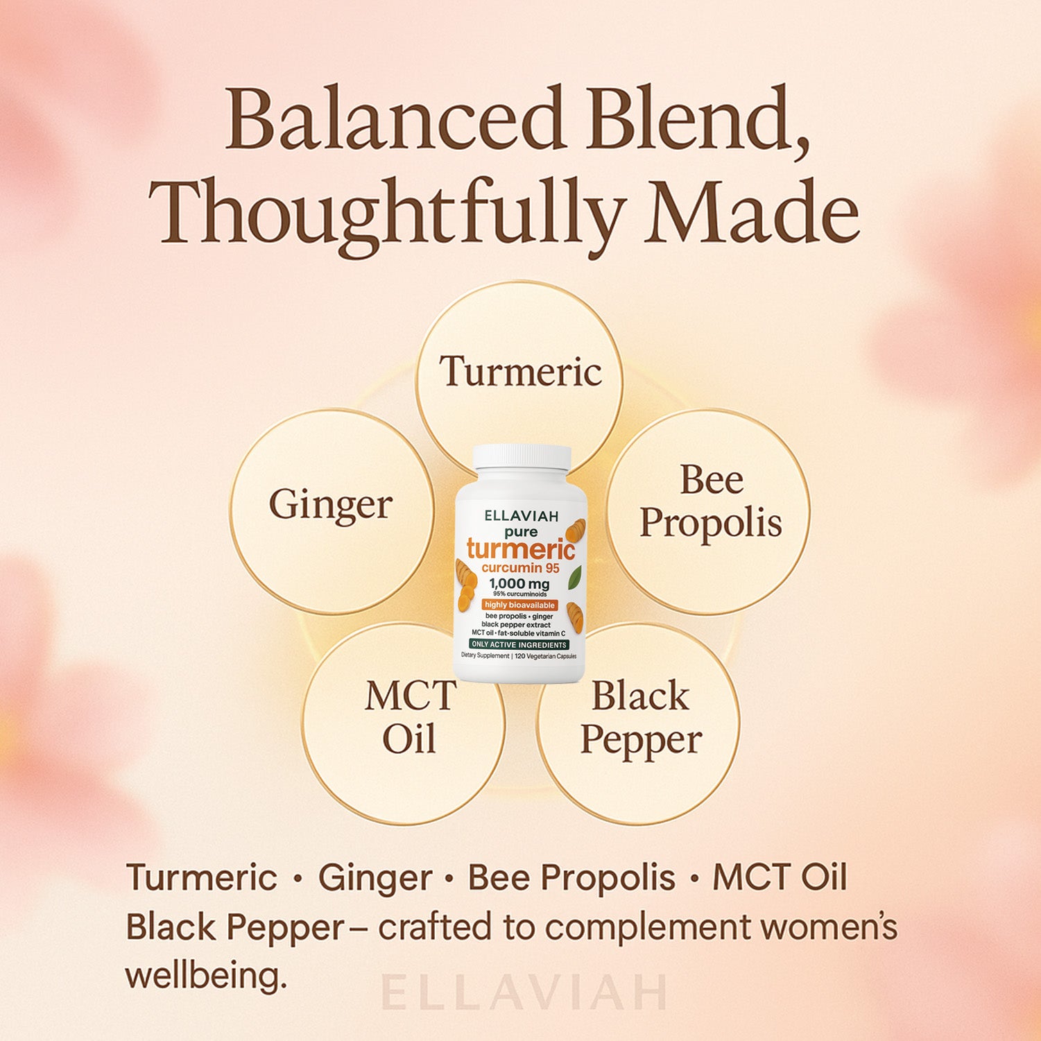 Turmeric Curcumin 95 Capsules with Ginger, Vitamin C & Black Pepper, 120 Count