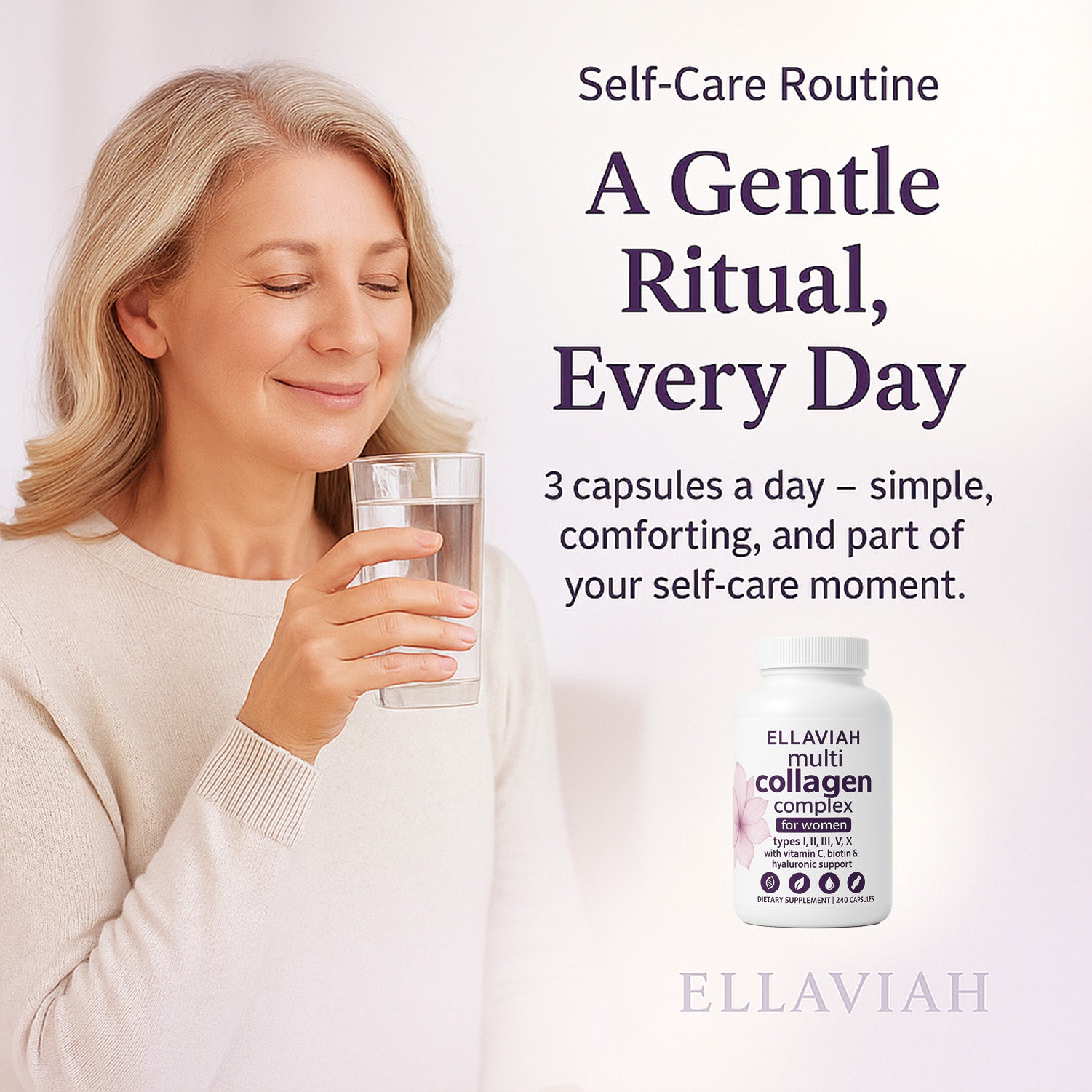Multi Collagen Complex for Women | Types I, II, III, V & X | with Vitamin C, Biotin & Hyaluronic Acid | 240 Capsules
