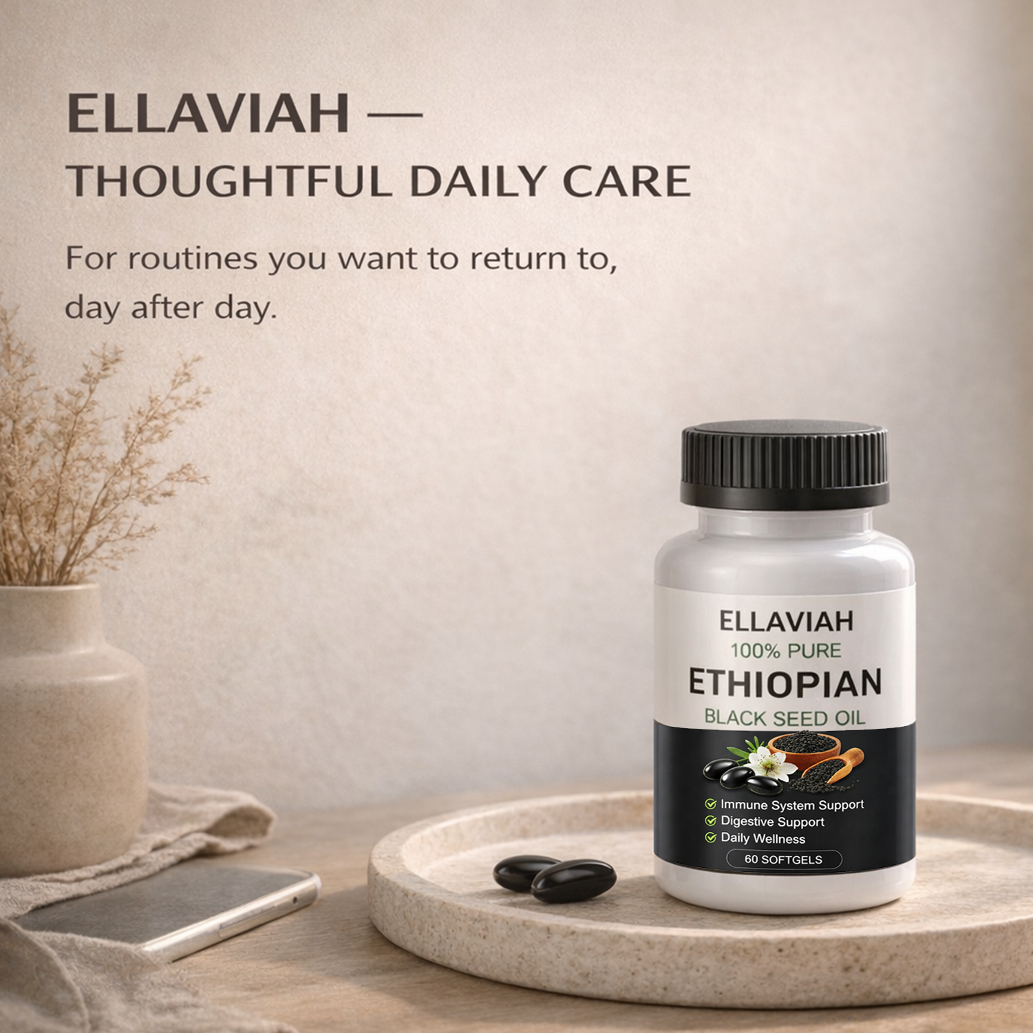 Ethiopian Black Seed Oil Softgels, 800 mg Per Serving, 60 Count