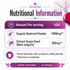 Beet Root Capsules with Grape Seed Extract, 1500mg Per Serving, Beetroot Powder Supplement