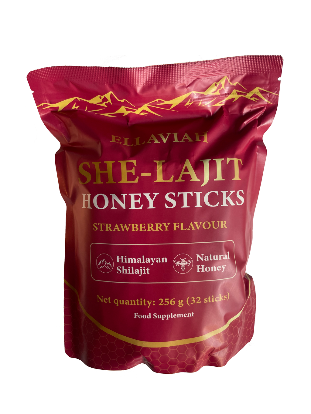 She-Lajit Strawberry Honey Sticks with Shilajit, Shatavari & Saffron, 32 Sticks