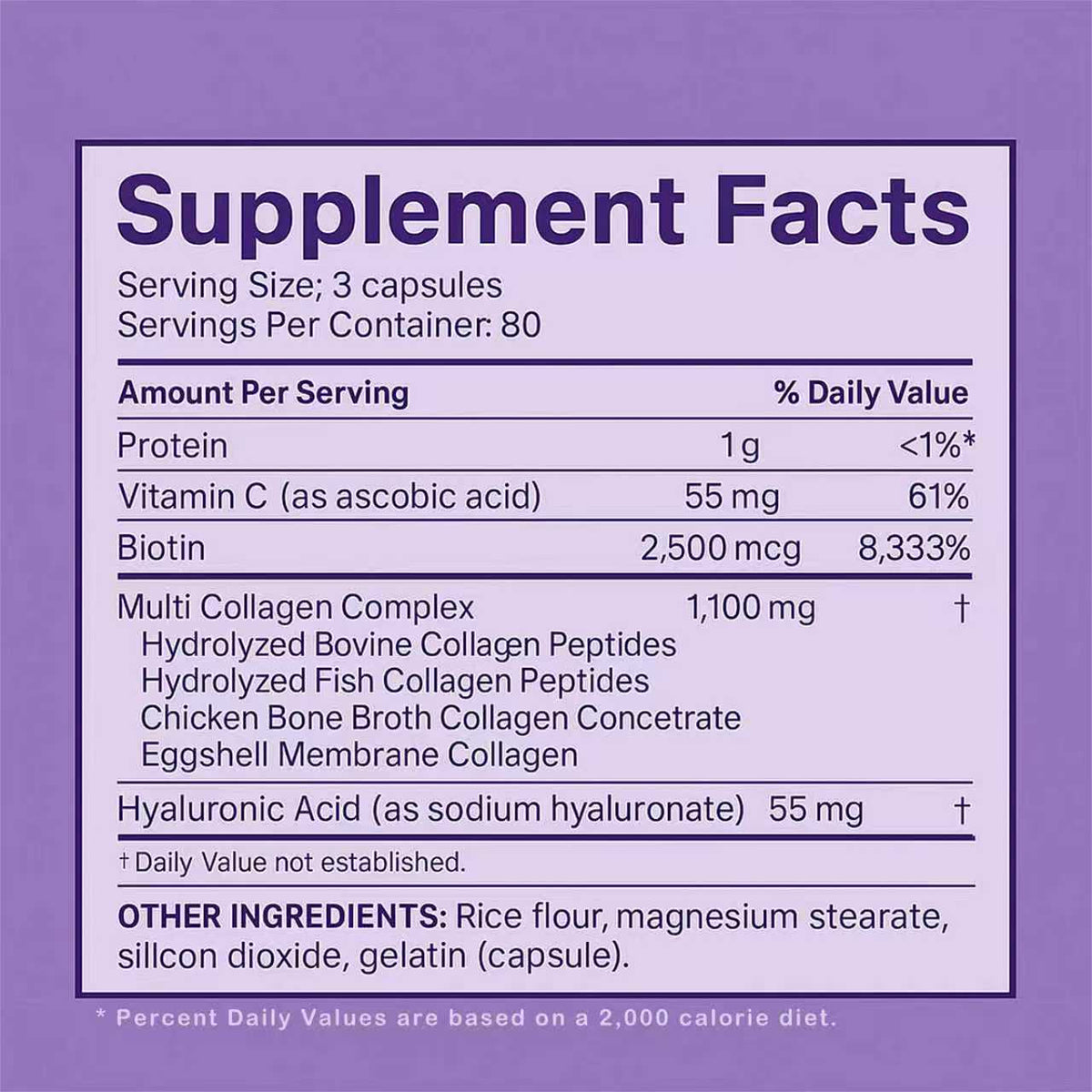 Multi Collagen Complex for Women | Types I, II, III, V & X | with Vitamin C, Biotin & Hyaluronic Acid | 240 Capsules